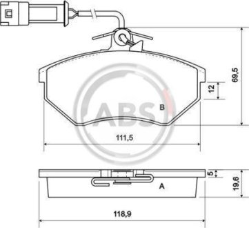 Гальмівні колодки пер. Caddy II >9.96/Passat B4/Audi 80 A.B.S. 36791