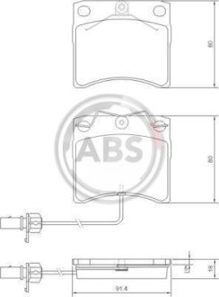 Гальмівні колодки пер. T4 90-03 (TRW) (з датчиком) (91,4x80x18) A.B.S. 37144