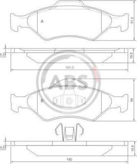 Гальмівні колодки пер. Fiesta IV 95-03 (ATE) (54,5x151x18,5) A.B.S. 37196