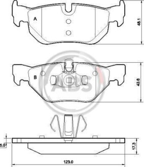 Колодка гальм. диск. BMW 3 (E90-91) 05 - задн. (ABS) A.B.S. 37437