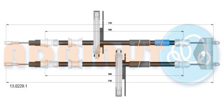 FORD трос ручн.гальма лів./прав. Focus 99- ADRIAUTO 13.0229.1