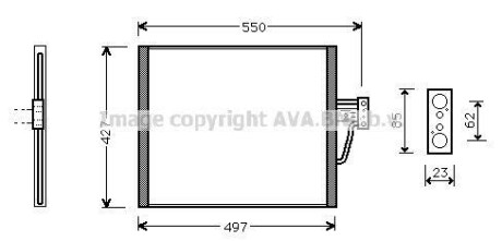 Радиатор кондиционера (500 x 416 x 16 mm) BMW 5 E39 (96-) AVA AVA COOLING BW5213