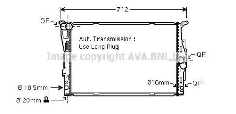 AVA BMW Радіатор охолодження (автомат) 1/3 E90,X1 E84 2.0/3.0 AVA COOLING BWA2303