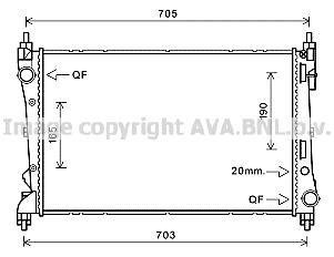 Радіатор охолодження двигуна Fiat Doblo Opel Combo 10> 1,3 MJet 1,4i MT AC+/- AVA AVA COOLING FTA2449