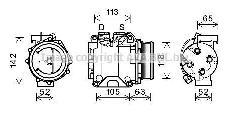 AVA HONDA Компресор кондиціонера ACCORD VII 2.0 03-, 2.4 03-, CR-V II 2.0 01- AVA COOLING HDAK238