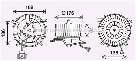 Вентилятор обігрівача салону Mercedes-Benz S-class (W220) (98-05) AVA AVA COOLING MS8689