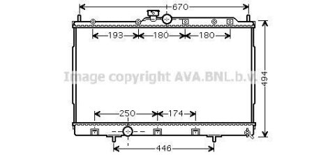 Радиатор охлаждения двигателя Mitsubishi Outlander 2,0i 2WD/4WD 5MT AC+/- 03>06 AVA AVA COOLING MT2183 (фото 1)