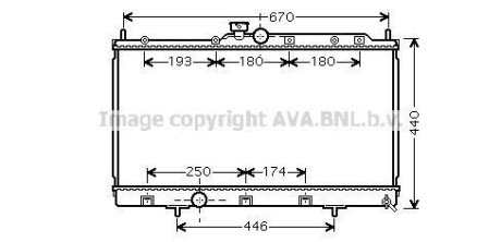 Радіатор охолодження двигуна Mitsubishi Lancer 1,6i 2,0i 03>07 MT AC+/- AVA AVA COOLING MT2199