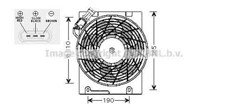 AVA OPEL Вентилятор радіатора двиг. (з системою кондиц.) Astra G, Zafira A 1.2-2.2 98- AVA COOLING OL7508