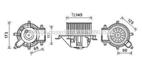 Вентилятор обігрівача салону Peugeot 3008 5008 Citroen DS5 AVA AVA COOLING PE8390