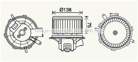 Вентилятор обігрівача салону PSA Jumper Boxer 06> manual AC AVA AVA COOLING PE8406