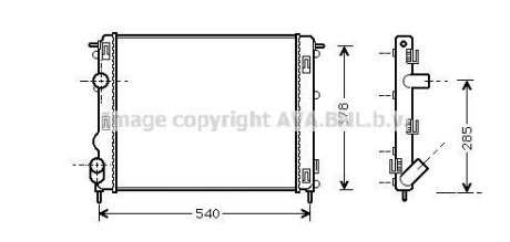 Радіатор охолодження двигуна Renault Logan 1,4-1,6i 8V MT AC+ AVA AVA COOLING RTA2270