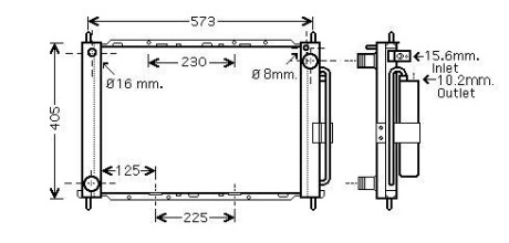 Радіатор охолодження двигуна Renault Clio III (06-) Modus (05-) 1,2i 1,5d MT/AT (c конденсером и осушителем) AVA AVA COOLING RTM405 (фото 1)