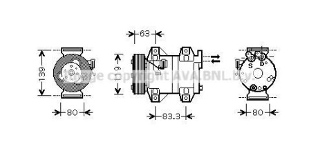 AVA VOLVO Компресор кондиціонера V70 II, XC90 I AVA COOLING VOAK121