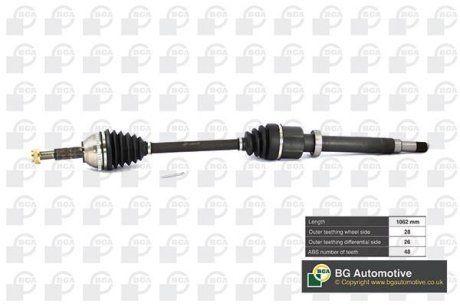 Піввісь Ford Transit 00-06 2.0-2.4d (28/26) 1062mm Пр. BGA DS2320RA