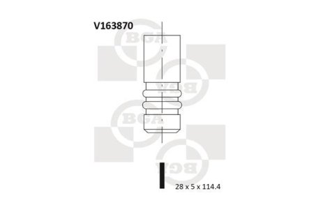 Клапан двигуна впуск. Insignia 10-/Alfa Romeo 159 08-10 1.9-2.4 JTD (114.4x28x5) BGA V163870