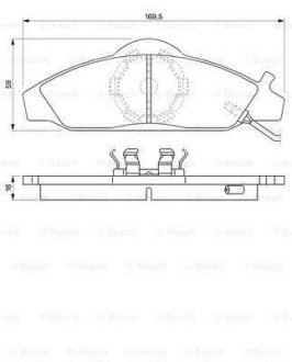 Колодки гальмівні дискові DAEWOO Korando/Musso 2.3,2.9,3.2 -05 BOSCH 0986424551