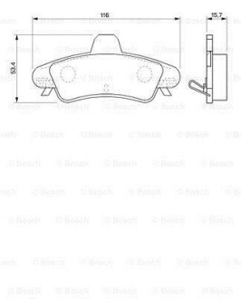Гальмівні колодки задн. (мех. датчик.) FORD Mondeo -00, Cougar 98- BOSCH 0986424744