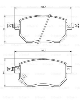 Комплект гальмівних колодок з 4 шт. дисків BOSCH 0986494366 (фото 1)