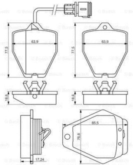 Колодки гальмівні AUDI A8 "F "94-98 BOSCH 0986494436 (фото 1)