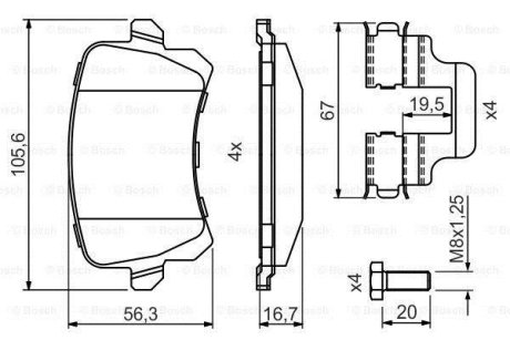 Гальмівні колодки дискові BOSCH 0 986 494 731