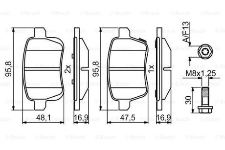 Колодки тормозные BOSCH 0986494825