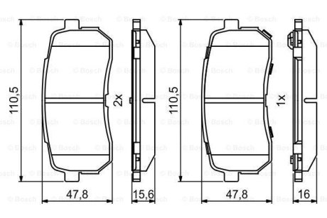 Комплект гальмівних колодок з 4 шт. дисків BOSCH 0986494828