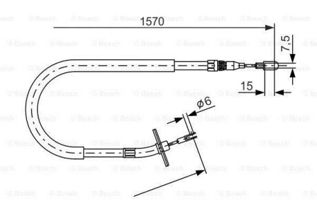 DB трос ручного гальма SPRINTER 97- 1565 1390 прав. BOSCH 1987477861