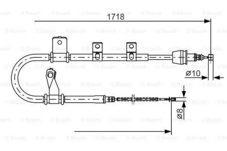 Гальмівний трос 1718mm HYUNDAI Matrix \'\'RR \'\'01-10 BOSCH 1987482075 (фото 1)