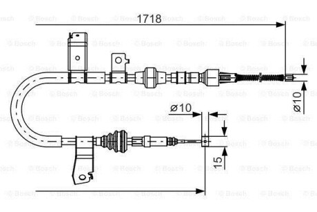 Трос гальм. задн. прав. HONDA CR-V -02 BOSCH 1987482086