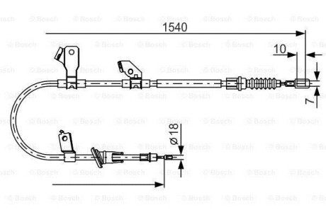 MITSUBISHI трос ручного гальма лів. Colt -12, SMART Fortfour -06 BOSCH 1987482271