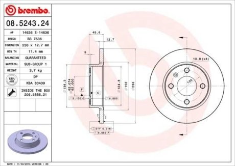 Гальмівний диск BREMBO 08.5243.24