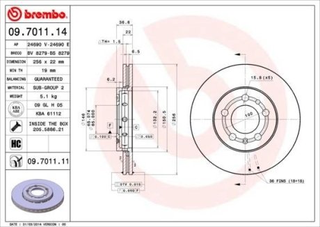 Гальмівний диск BREMBO 09.7011.14