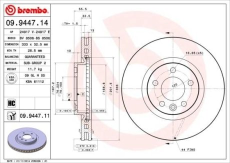 Гальмівний диск BREMBO 09.9447.11