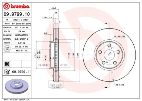 Гальмівний диск BREMBO 09.9799.11