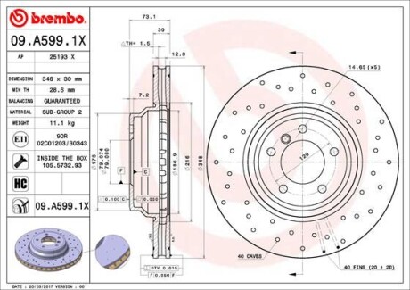 Гальмівний диск BREMBO 09A5991X