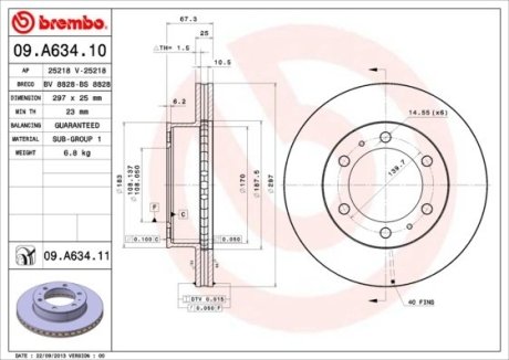 Диск гальмівний BREMBO 09.A634.10