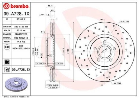 Гальмівний диск BREMBO 09A7281X