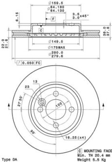 Гальмівний диск BREMBO 09.A761.11