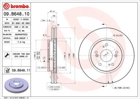 Диск гальмівний BREMBO 09.B648.10