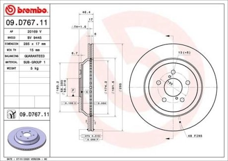 Гальмівний диск BREMBO 09.D767.11