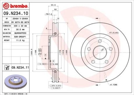 Диск гальмівний BREMBO 09.N234.11