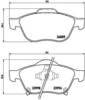 Комплект гальмівних колодок BREMBO P83043