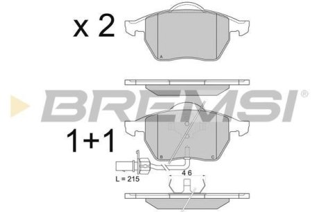 Гальмівні колодки пер. Passat B5/Audi A4/A6 00-05 (з датчиком) BREMSI BP2816