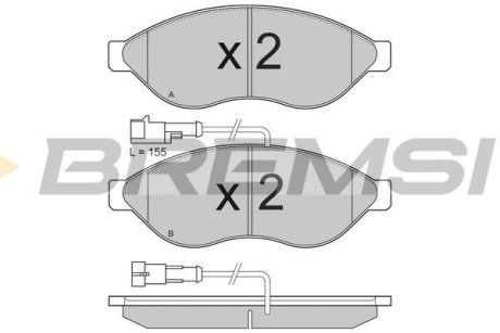 Гальмівні колодки пер. Jumper/Ducato/Boxer 06- (1.1-1.5t) BREMSI BP3285 (фото 1)