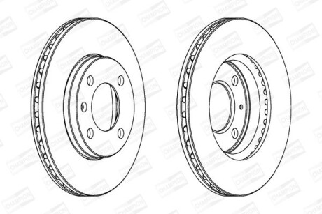 VW диск гальмівний вентильований передній Audi 80,Golf II,III,Passat,Polo CHAMPION 561178CH