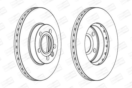 Диск тормозной передний (кратно 2) Ford Galaxy (95-)/VW Sharan (95-) CHAMPION 562043CH (фото 1)