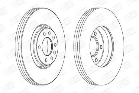 Диск гальмівний передній (кртано 2) Opel Astra (G,H), Corsa D, Zafira B CHAMPION 562240CH
