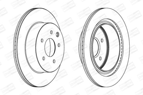 Диск гальмівний задній (кратно 2) Nissan Leaf, Juke (10-), X-Trail I, II / Renault Koleos (08-) CHAMPION 562280CH