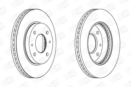 Гальмівний диск перед. Coupe/Elantra/Lantra/Matrix/Sonata 95-10 1.5-2.5 компл. 2шт CHAMPION 562806CH